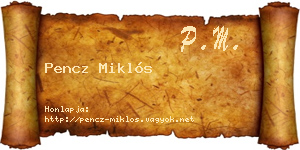 Pencz Miklós névjegykártya